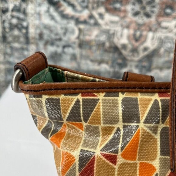 Fossil Key-Per Coated Floral Shoulder Bag Large Leather Trim Color Block - Picture 11 of 16